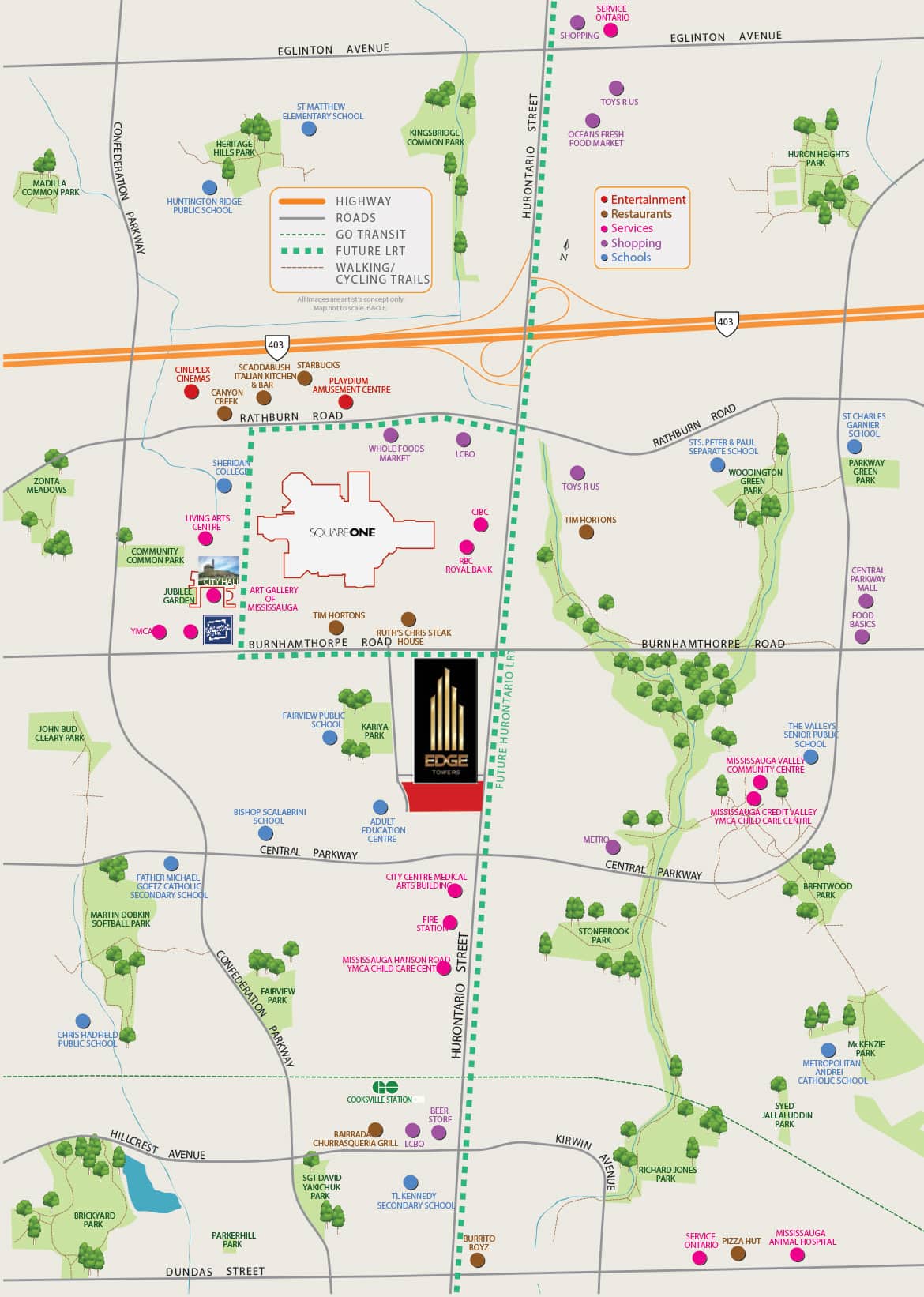 cooksville go Edge Tower 2 Condos edge towers 2 mississauga siteplan surrounding area square one