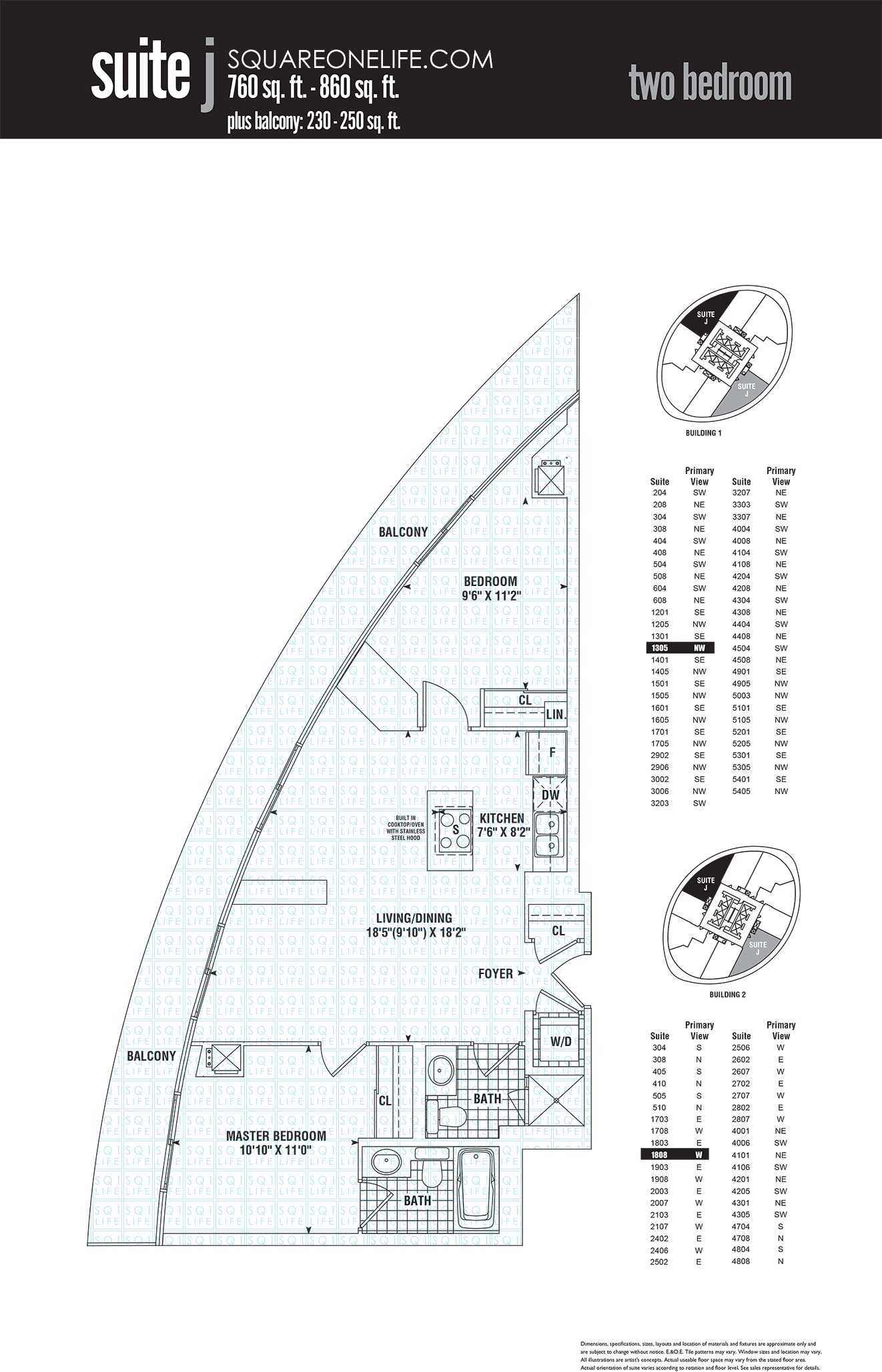 [object object] For Rent: Unit 205 at 50 Absolute Ave Mississauga 50 Absolute 60 Absolute Condos Floorplan Suite J 2 Bed 2 Bath